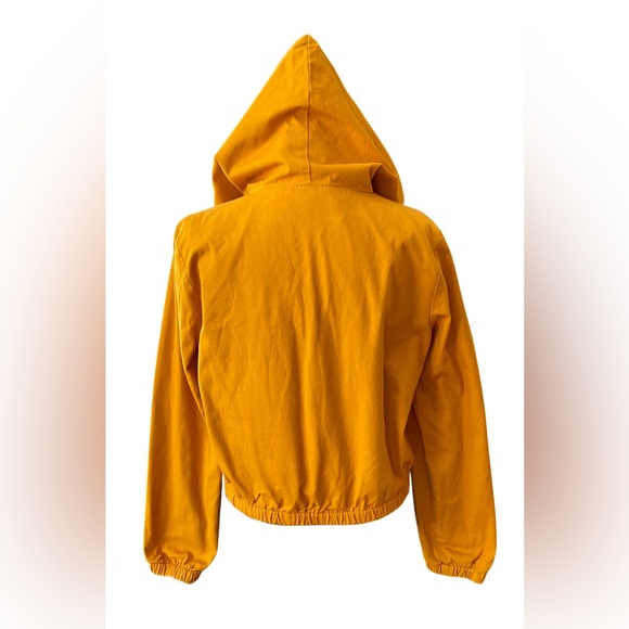 Forever 21: Mustard Orange and White Bomber Cropped Jacket - Picture 3 of 17